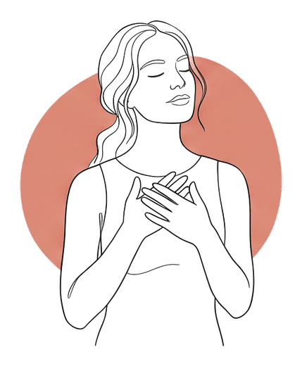 Ilustración: mujer con las manos sobre el pecho